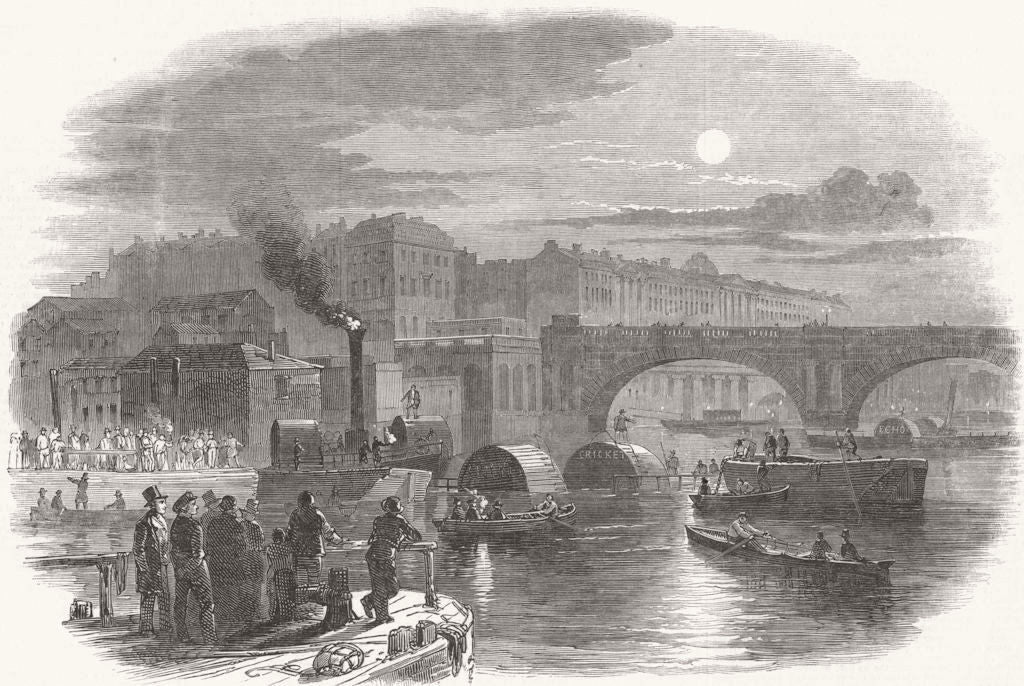 DISASTERS. Thames Steamboat Explosion. search for bodies 1847 old print
